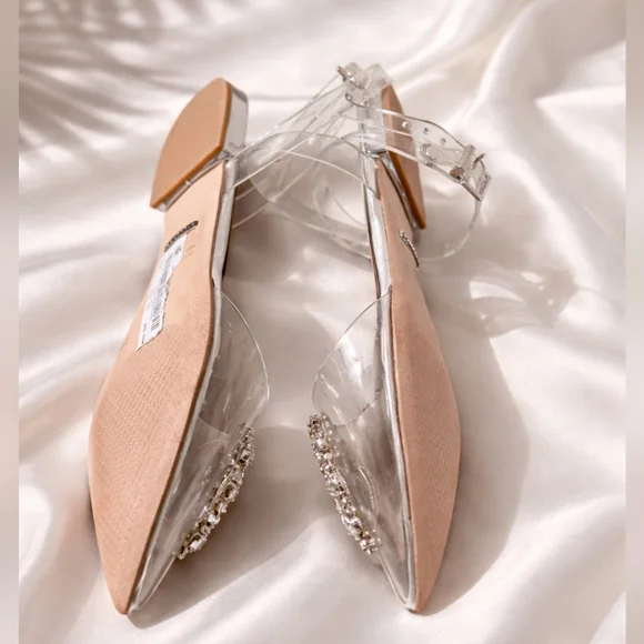 Gianni Bini Vailie Clear Rhinestone Details Ankle Wrap Sandals 7.5 - Picture 4 of 8